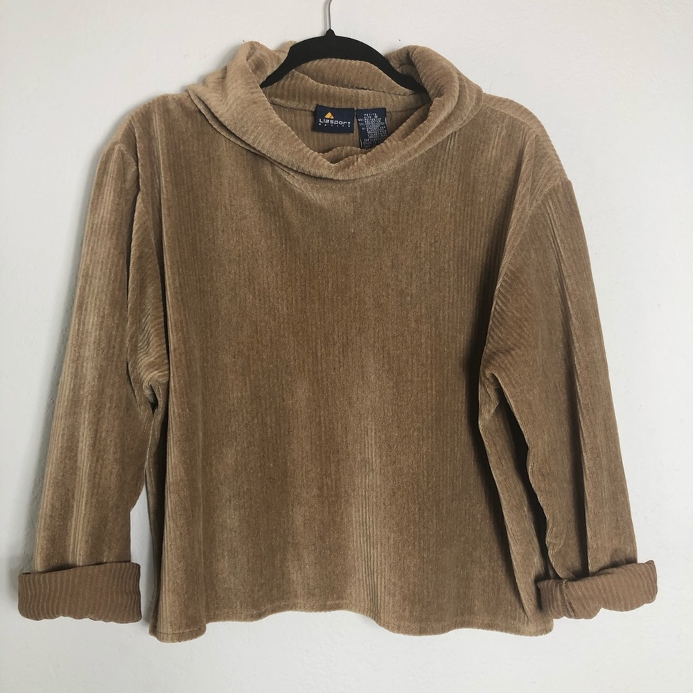 [LizSport] Tan Soft Cowl Neck Sweater Top